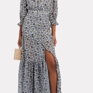 VERONICA BEARD Nitza Ruffled Printed Silk Maxi Size 4 -